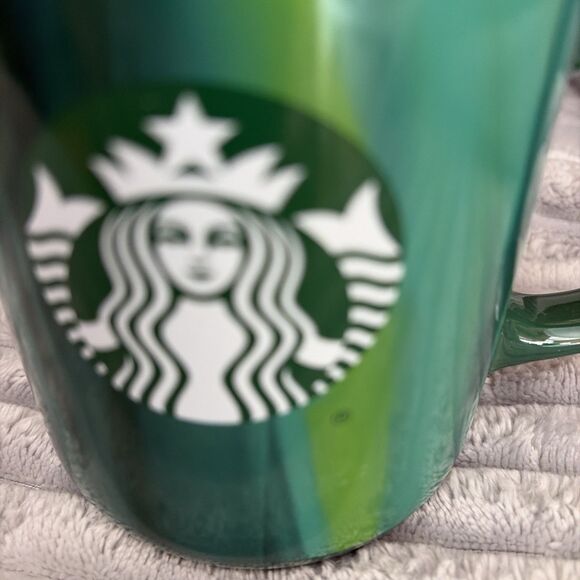 Starbucks Coffee Mug Cup 15 Oz 2022 Green Variegated Multi Shade Design Gift - Picture 8 of 11
